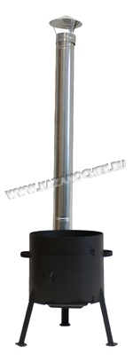 КОП2-12 Очаг 2 мм с дымоходом для казана на 12 литров